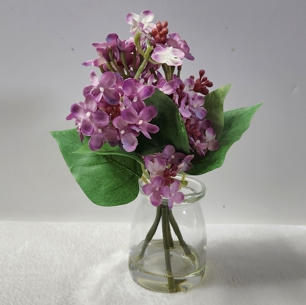 Faux Purple White Lilac Clear Jar Farmhouse Home Decor Accent